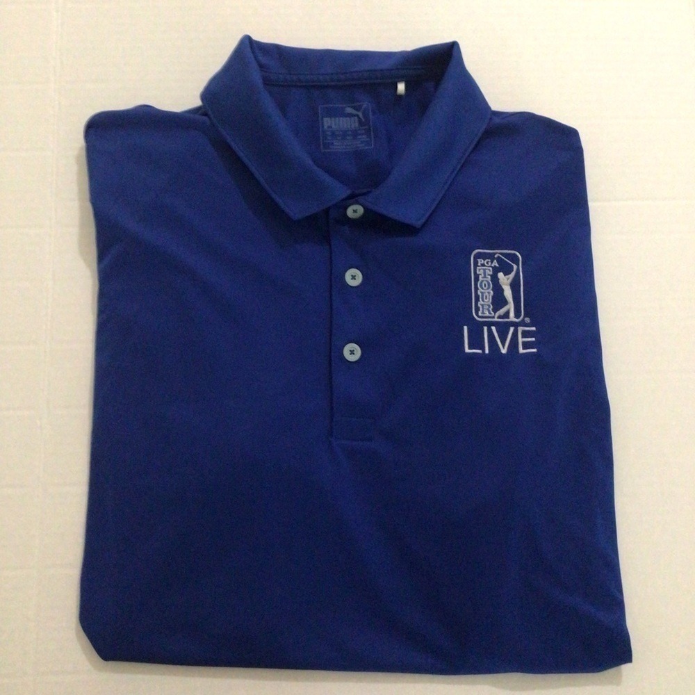 Puma PGA Tour Live Golf Polo Shirt Royal Blue XL Mens Short Sleeve